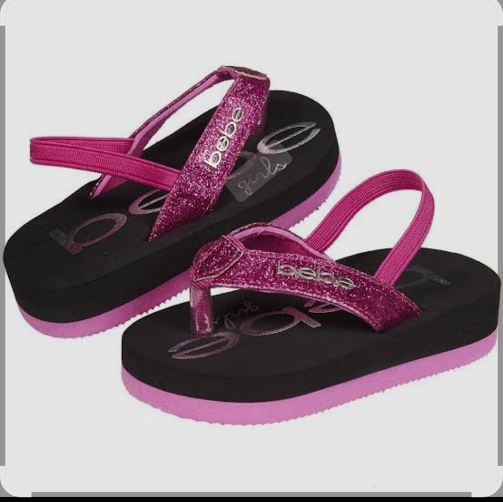 Bebe Sparkly Pink and Black Sandals